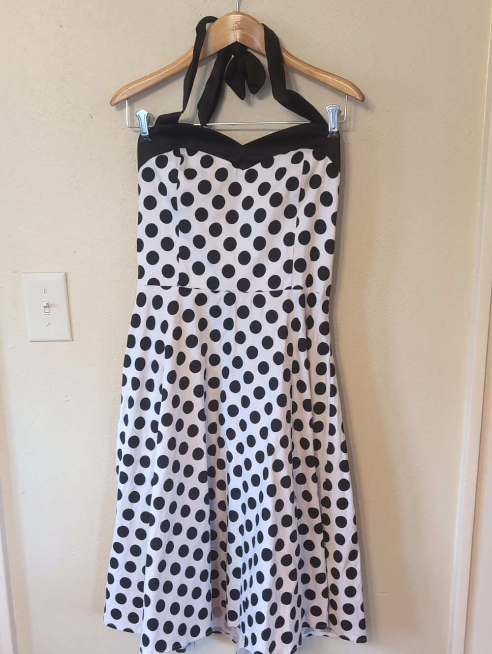 Black & White Polka Dot Halter Dress M